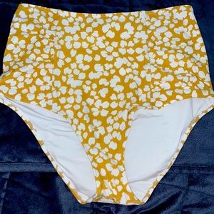 Gold and white high waisted swim suit